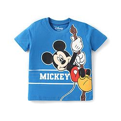 Babyhug Disney Single Jersey Knit  Half Sleeves T-Shirts With Mickey Mouse Family Graphics Pack Of 3 - Blue & Red