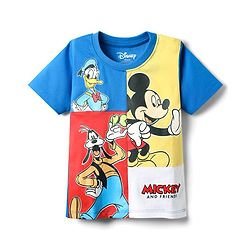Babyhug Disney Single Jersey Knit Half Sleeves T-Shirt With Mickey Mouse Family Graphics - Blue
