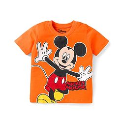 Babyhug Disney Single Jersey Knit   Half Sleeves T-Shirt With Mickey Mouse Family Graphics Pack Of 3 - Yellow Green & Orange