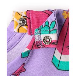 Babyhug Cotton Knit Half Sleeves Capri Nightsuit with Icecream Print - Purple