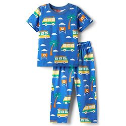 Babyhug Cotton Knit Half Sleeves Co-Ord Night Suit With Vehicle Print - Blue