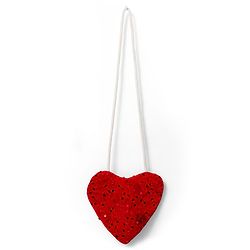 Babyhug Single Jersey Knit Cap Sleeves Frock with Stripes Sequined Heart & Sling Bag - Red