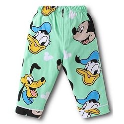 Babyhug Disney Single Jersey Knit Full Sleeves Night Suit With Mickey Mouse Family Print - Sea Green