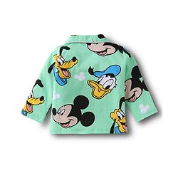 Babyhug Disney Single Jersey Knit Full Sleeves Night Suit With Mickey Mouse Family Print - Sea Green