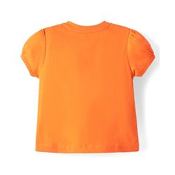 Babyhug Cotton Knit Half Puffed Sleeves Capri Night Suit with Text & Floral Print - Orange