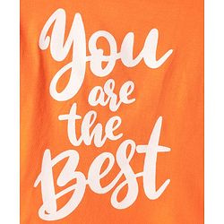 Babyhug Cotton Knit Half Puffed Sleeves Capri Night Suit with Text & Floral Print - Orange