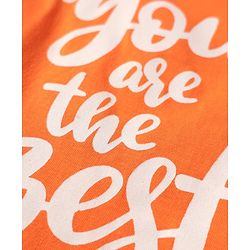 Babyhug Cotton Knit Half Puffed Sleeves Capri Night Suit with Text & Floral Print - Orange