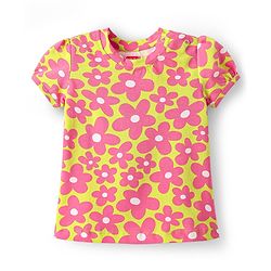 Babyhug Cotton Knit Half Sleeves Capri Nightsuit with Floral  Print - Green & Pink
