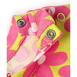 Babyhug Cotton Knit Half Sleeves Capri Nightsuit with Floral  Print - Green & Pink