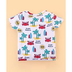 Babyhug 100% Cotton Baby Gift Sets with Beach Theme Print Pack of 7 - White & Blue
