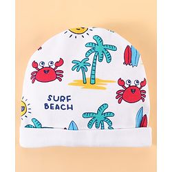 Babyhug 100% Cotton Baby Gift Sets with Beach Theme Print Pack of 7 - White & Blue