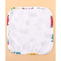 Babyhug 100% Cotton Baby Gift Sets with Beach Theme Print Pack of 7 - White & Blue