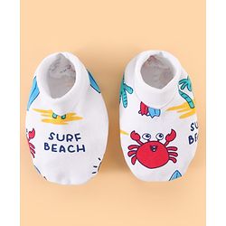 Babyhug 100% Cotton Baby Gift Sets with Beach Theme Print Pack of 7 - White & Blue