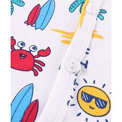 Babyhug 100% Cotton Baby Gift Sets with Beach Theme Print Pack of 7 - White & Blue