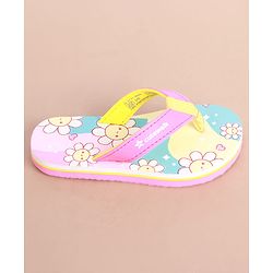 Cute Walk by Babyhug Slip on Flip Flops with Floral Print - Pink