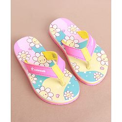 Cute Walk by Babyhug Slip on Flip Flops with Floral Print - Pink