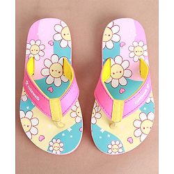 Cute Walk by Babyhug Slip on Flip Flops with Floral Print - Pink