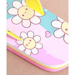 Cute Walk by Babyhug Slip on Flip Flops with Floral Print - Pink