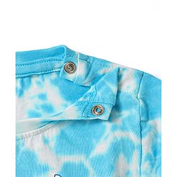 Babyhug Cotton Knit Half Sleeves T-Shirt With Animal & Tie & Dye Print - Light Blue
