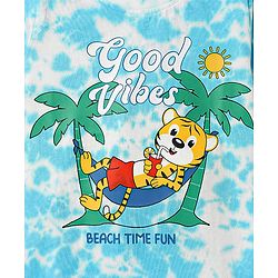 Babyhug Cotton Knit Half Sleeves T-Shirt With Animal & Tie & Dye Print - Light Blue