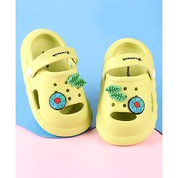 Cute Walk by Babyhug Clogs with Leaves Applique & Back Strap - Lime Green
