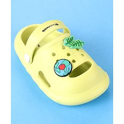 Cute Walk by Babyhug Clogs with Leaves Applique & Back Strap - Lime Green