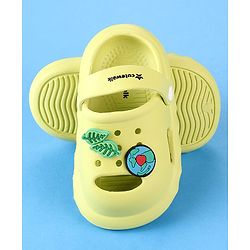 Cute Walk by Babyhug Clogs with Leaves Applique & Back Strap - Lime Green