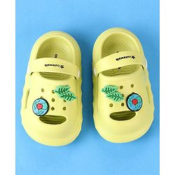 Cute Walk by Babyhug Clogs with Leaves Applique & Back Strap - Lime Green