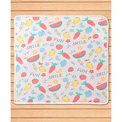 Babyhug Terry Knit Hooded Towel With Vegetable Print L 74 x B 71 cm - White