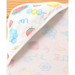Babyhug Terry Knit Hooded Towel With Vegetable Print L 74 x B 71 cm - White