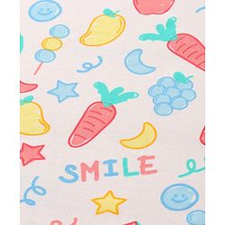 Babyhug Terry Knit Hooded Towel With Vegetable Print L 74 x B 71 cm - White