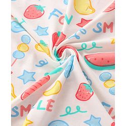 Babyhug Terry Knit Hooded Towel With Vegetable Print L 74 x B 71 cm - White