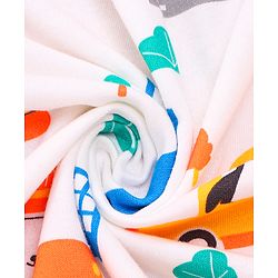 Babyhug Terry Knit Hooded Wrapper With Vehicle Print L 73 x B 73 cm - White