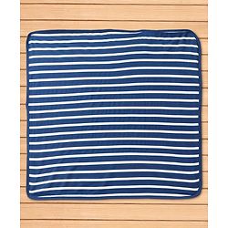 Babyhug Terry Knit Hooded Towel With Striped & Giraffe Print L 72 x B 71 cm - Navy Blue