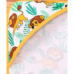 Babyhug Terry Knit Hooded Wrapper With Lion Print L 73 x B 73 cm - Yellow