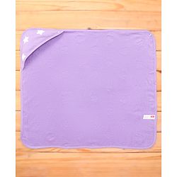 Babyhug Terry Knit Hooded Wrapper With Star Print L 73 x B 73 cm - Lavender
