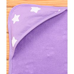 Babyhug Terry Knit Hooded Wrapper With Star Print L 73 x B 73 cm - Lavender