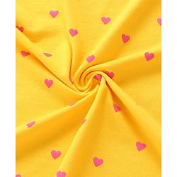 Babyhug 100% Cotton Terry Knit Hooded Towel With Ice Cream & Heart Print L 75 x B 71 cm - Yellow