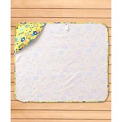 Babyhug Interlock Knit Hooded Wrapper with Space Theme Print L 76 x B 76 cm - Yellow