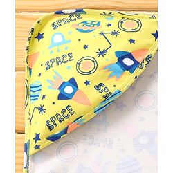 Babyhug Interlock Knit Hooded Wrapper with Space Theme Print L 76 x B 76 cm - Yellow