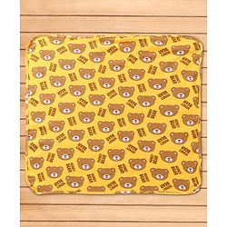 Babyhug Interlock Knit Hooded Wrapper with Bear Print L 76 x B 76 cm - Yellow