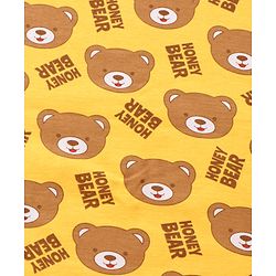 Babyhug Interlock Knit Hooded Wrapper with Bear Print L 76 x B 76 cm - Yellow
