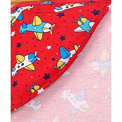Babyhug Interlock Knit Hooded Towel with Airplane Printed L 76.2 x B 76.2 cm - Red