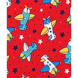 Babyhug Interlock Knit Hooded Towel with Airplane Printed L 76.2 x B 76.2 cm - Red
