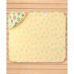 Babyhug Interlock Knit Hooded Wrapper with Popsicle Print L 76.2 x B 76.2 cm - Yellow