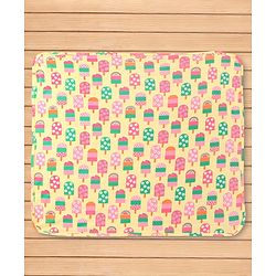 Babyhug Interlock Knit Hooded Wrapper with Popsicle Print L 76.2 x B 76.2 cm - Yellow