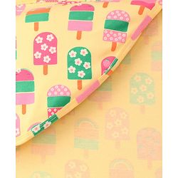 Babyhug Interlock Knit Hooded Wrapper with Popsicle Print L 76.2 x B 76.2 cm - Yellow