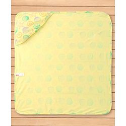 Babyhug Interlock Knit Hooded Wrapper with Sea Life Print L 76.2 x B 76.2 cm - Yellow