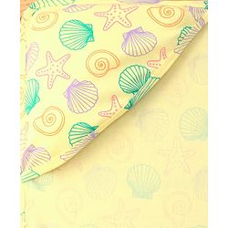 Babyhug Interlock Knit Hooded Wrapper with Sea Life Print L 76.2 x B 76.2 cm - Yellow
