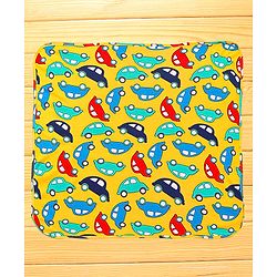 Babyhug Interlock Knit Hooded Towel with Car Print L 76.2 x B 76.2 cm - Yellow